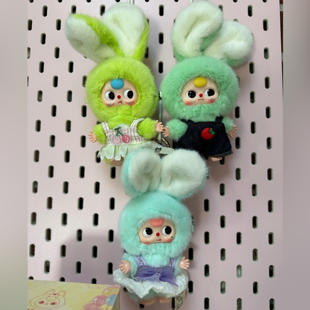 Set of (3) Baby Three miniature Bunny BB3 plush pendant mini Mac rabbit  ✨️New
